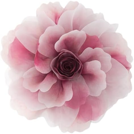 3D Peony Flower Throw Pillow with Insert Velvet and Chiffon Decor 12 Inch Red Gradient