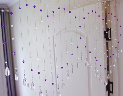 Hanging Crystal Glass Bead Curtain Purple 25 Strings