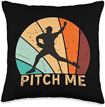 Baseball Pitcher Retro Vintage Throw Pillow