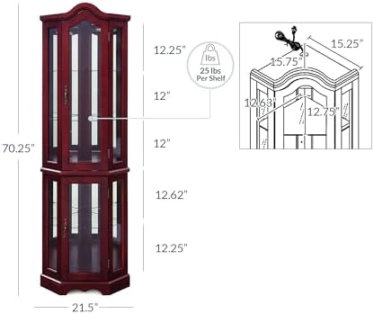 BELLEZE Lighted Curio Cabinet with 5 Shelves