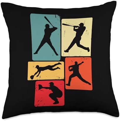 Vintage Baseball Throw Pillow Retro Design