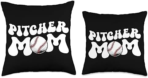 Groovy Mom Baseball Pitcher Throw Pillow 16x16 Multicolor