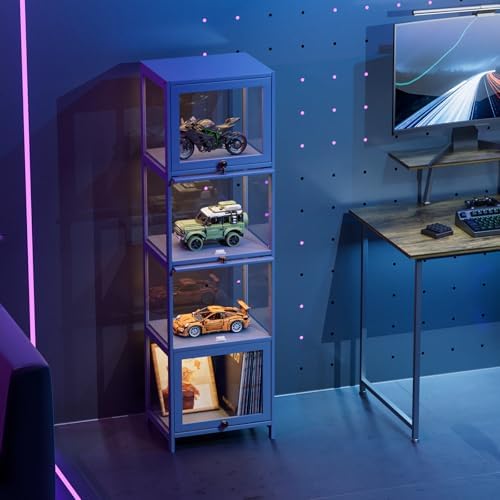 MoNiBloom 55 Inch Tall Slim Clear Cabinet With Gray Acrylic Door