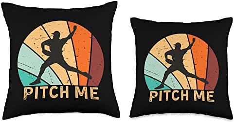 Baseball Pitcher Retro Vintage Throw Pillow