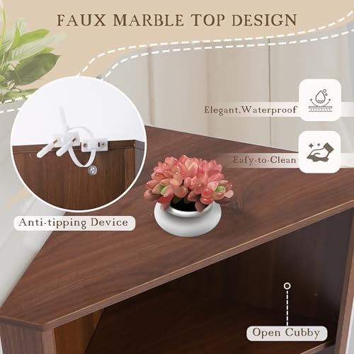 Grepatio 68 Tall Corner Cabinet with Fluted Doors and Adjustable Shelves