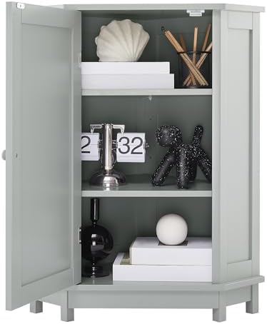 Mancofy Bathroom Corner Storage Cabinet with Adjustable Shelves Gray