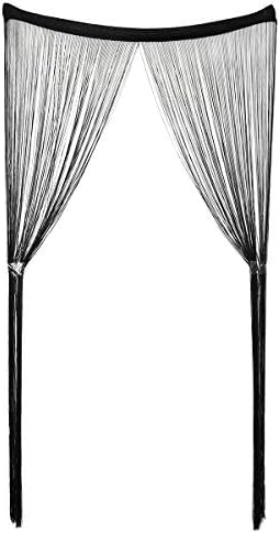ARTIBETTER Black String Curtain Tassel Valance Room Divider