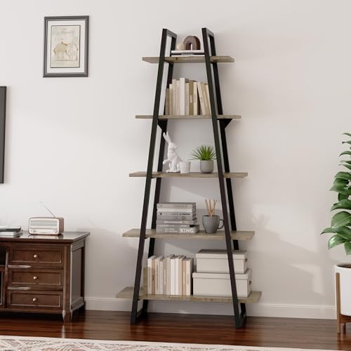 WildVenture 5-Tier A-Shape Bookshelf with Metal Frame