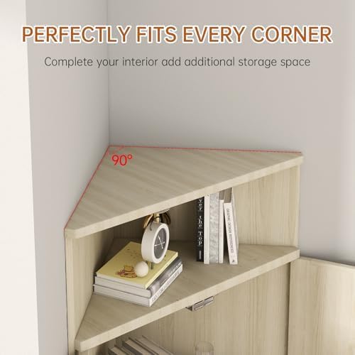 AWQM 4-Tier Corner Cabinet with Shelves and Doors