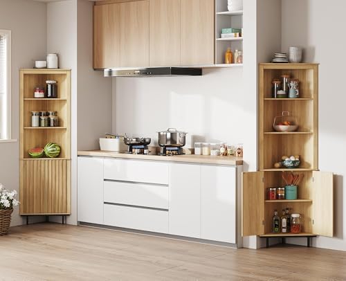 Maupvit Modern Boho Corner Shelf 69 Inch Storage Cabinet