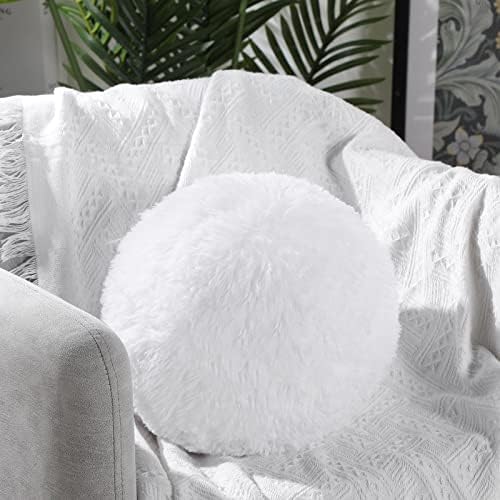 Harrycle 2 Piece Round Plush Throw Pillow Set White 10 Inch Decorative For Home