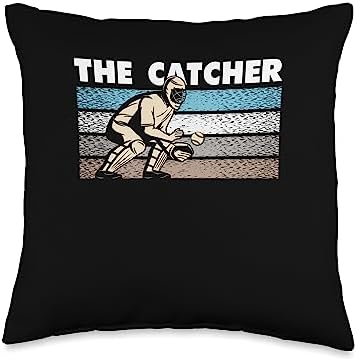 Catcher Pitcher Batter Baseball Throw Pillow 16x16 Multicolor