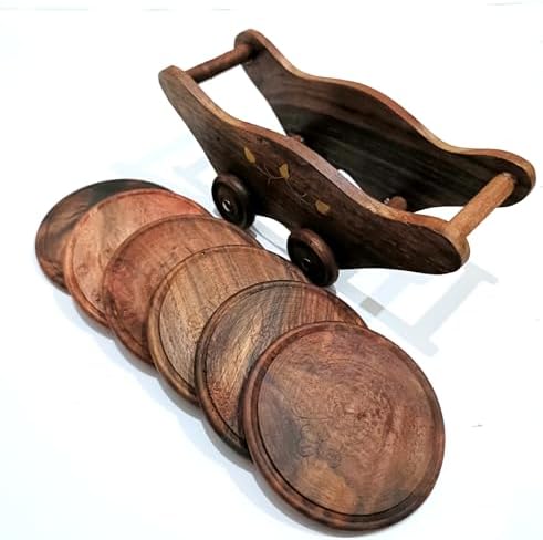 Vintage Wooden Decorative Cart with Gold Leaf Accents