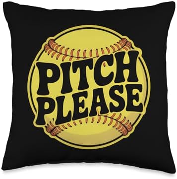 Pitch Please Funny Pun Throw Pillow for Softball Fans