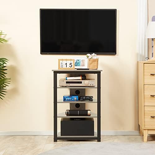 HOMCOM 4-Tier Media Stand with Cable Management Gray