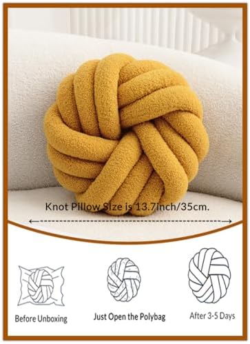 Yellow Knot Pillow 137 Inch Soft Plush Throw Decorative Cushion