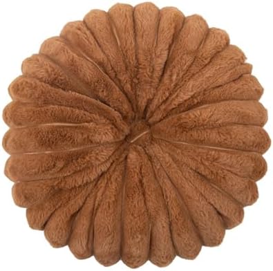 Round Pumpkin Throw Pillow Faux Rabbit Fur Decor
