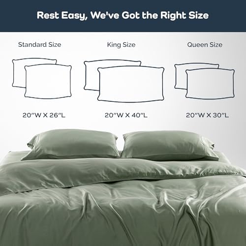 Olive Crate Tencel Eucalyptus Pillowcases - Cooling King Size Set of 2 Moss