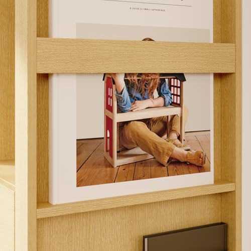 Rotating Storage Cabinet with Mirror Narrow Corner Bookshelf Entryway Organizer 4 Hooks 2 Drawers Beige 138x138x648