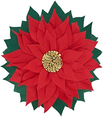 Saro Lifestye Felt Poinsettia Throw Pillow with Poly Filling