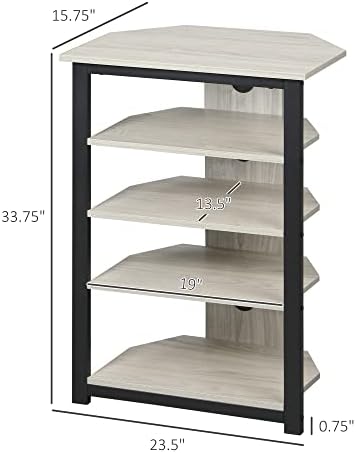 HOMCOM 4-Tier Media Stand with Cable Management Gray