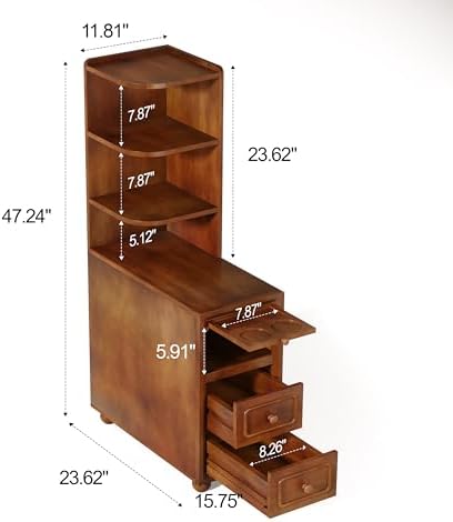 Solid Wood End Table with Drawers and Reversible Shelves 1