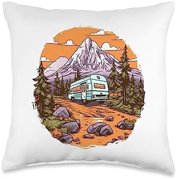 Caravan Camper Van Throw Pillow 16x16 Multicolor
