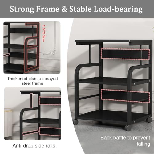 Nordivo Audio Rack Tower With Wheels 4 Tier Media Stand Corner Entertainment Cabinet Red H745cm29-B