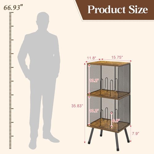 X-cosrack 3-Tier Record Player Stand with Storage