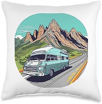 Caravan RV Camper Van Throw Pillow 16x16 Multicolor 1
