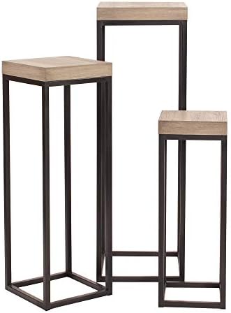 Howard Elliott Set of 3 Tall Plant and Side Pedestal Stand