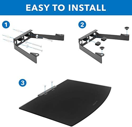Mount-It Cable Box Tempered Glass Shelf Wall Mount 22 lbs Capacity Black