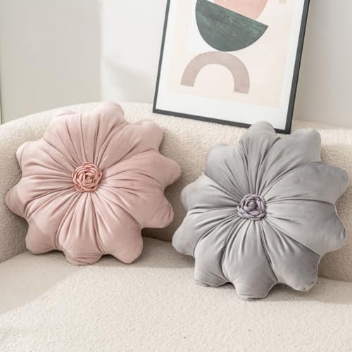 Flower Shaped Velvet Throw Pillow for Sofa and Home Decor