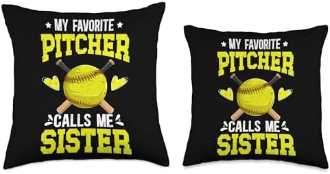 Proud Softball Pitcher Sister Throw Pillow 1