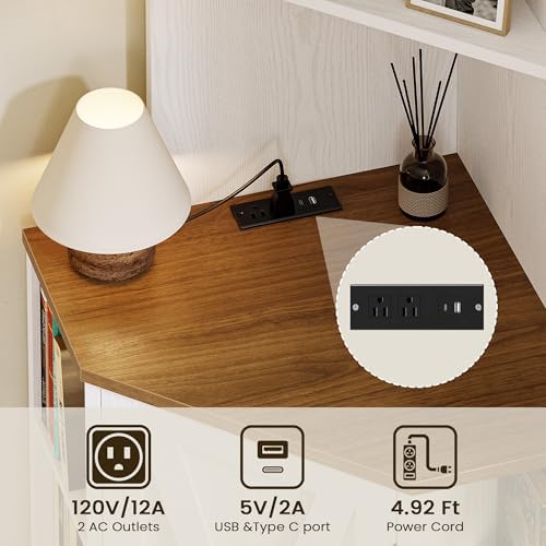 IRONCK Tall Corner Cabinet with USB Charging Station