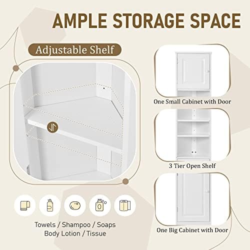 669 Inch Tall Corner Bathroom Cabinet with Doors