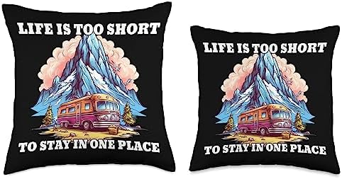 Caravan Camper RV Throw Pillow 16x16 Multicolor