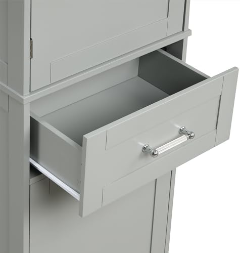 Tall Bathroom Cabinet with Two Drawers and Adjustable Shelf