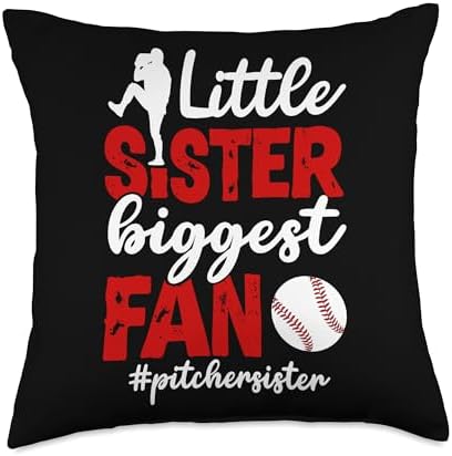 Little Sister Baseball Pitcher Throw Pillow