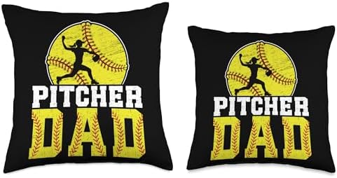 Softball Pitcher Dad Fathers Day Throw Pillow 1