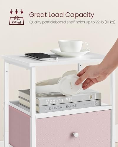 VASAGLE Nightstand with 2 Fabric Drawers and 2 Shelves