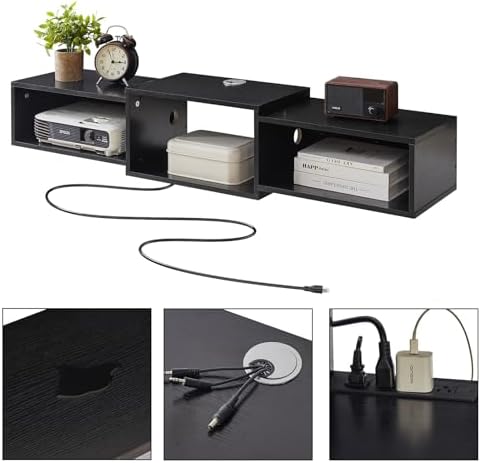 IBUYKE Floating TV Stand Wall Mounted with Power Outlet