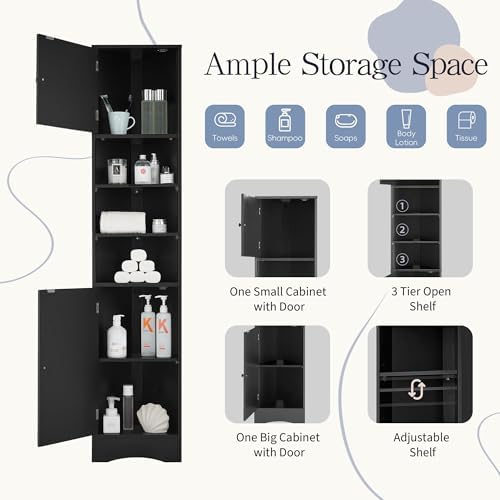 Tall Corner Storage Cabinet with 6 Adjustable Shelves