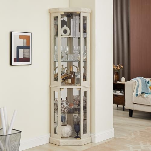 Ball Cast 6984 Lighted Corner Curio Cabinet with Glass Doors