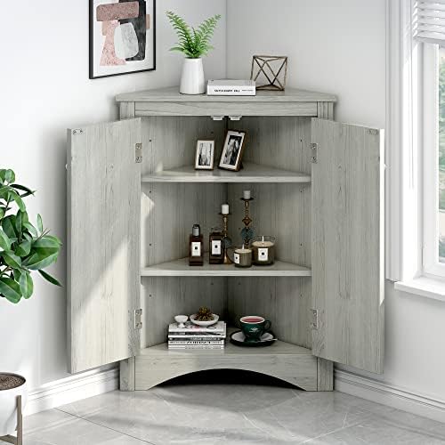 Merax Corner Cabinet with Adjustable Shelves and Doors