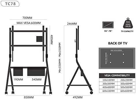 FITUEYES Corner TV Stand with 4 Silent Wheels