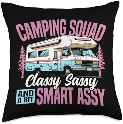 Camping Squad Themed Throw Pillow
