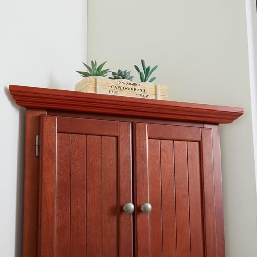 Softsea 4-Tier Corner Kitchen Pantry Cabinet with 8 Doors 72 Tall Cherry Hutch