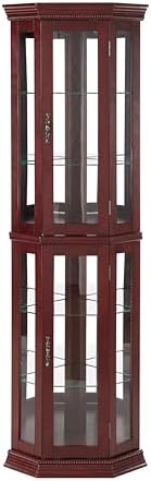 Lighted Corner Cabinet with Glass Doors and Adjustable Shelves