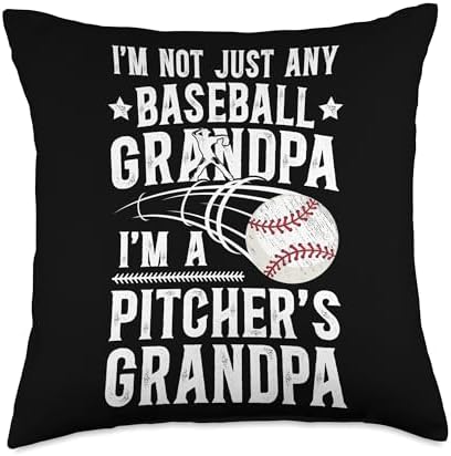 Proud Baseball Pitcher Grandpa Fathers Day Throw Pillow